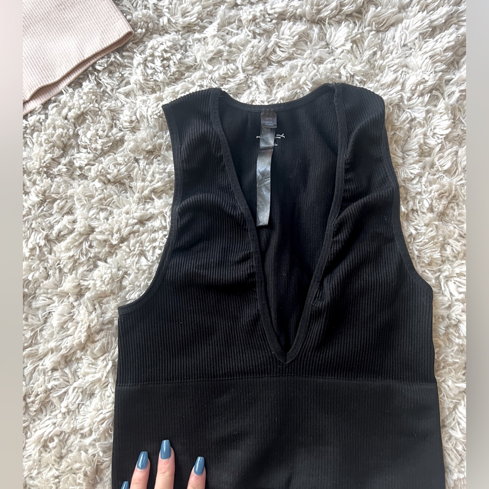 Out From Under Hailey Seamless Plunge Top in Black